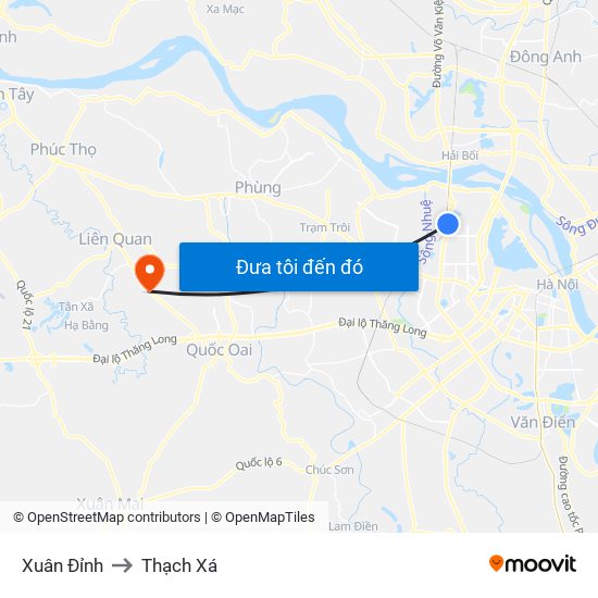 Xuân Đỉnh to Thạch Xá map