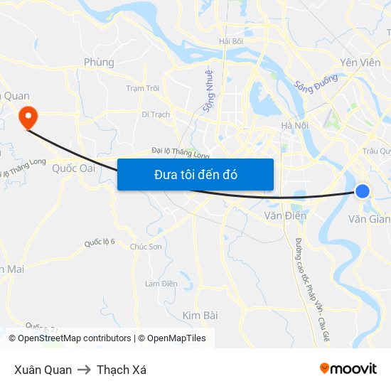 Xuân Quan to Thạch Xá map