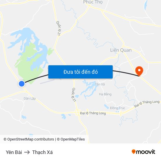 Yên Bài to Thạch Xá map