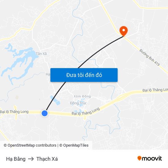 Hạ Bằng to Thạch Xá map