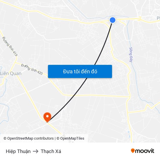 Hiệp Thuận to Thạch Xá map