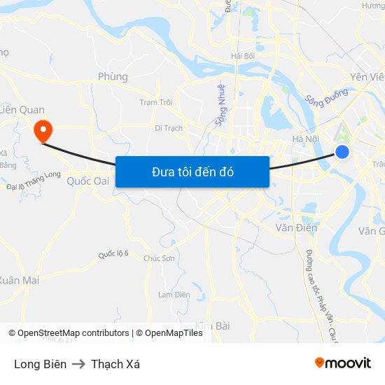 Long Biên to Thạch Xá map