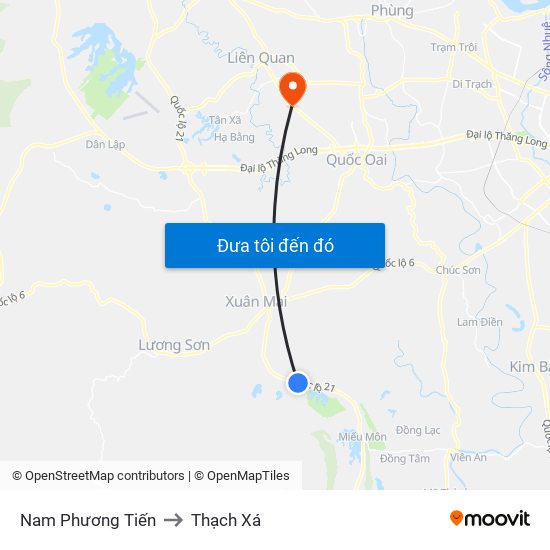 Nam Phương Tiến to Thạch Xá map