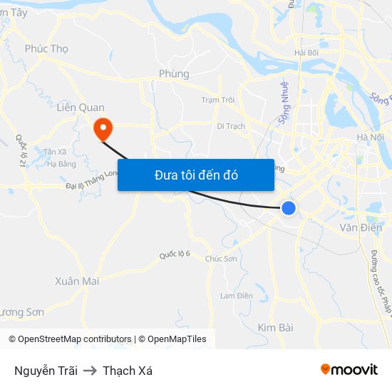 Nguyễn Trãi to Thạch Xá map