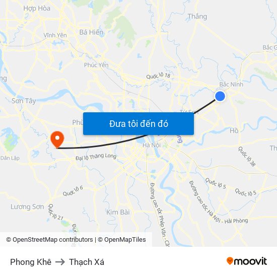 Phong Khê to Thạch Xá map