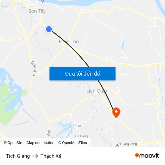 Tích Giang to Thạch Xá map