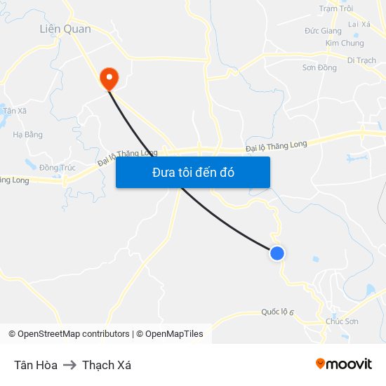 Tân Hòa to Thạch Xá map