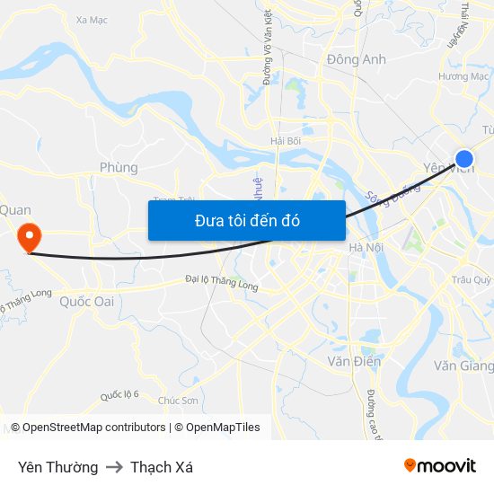 Yên Thường to Thạch Xá map