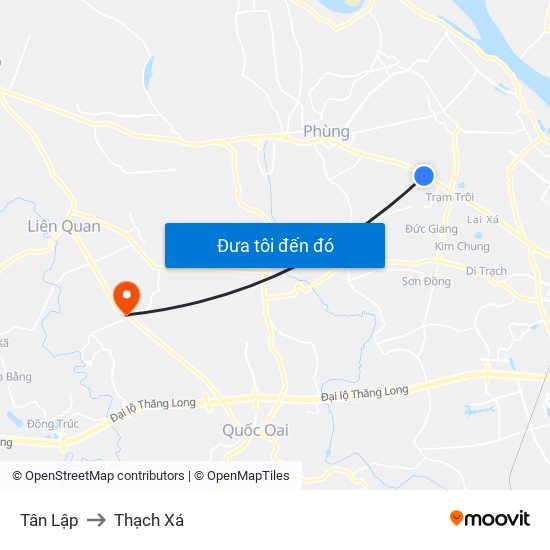 Tân Lập to Thạch Xá map