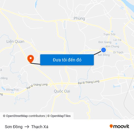 Sơn Đồng to Thạch Xá map