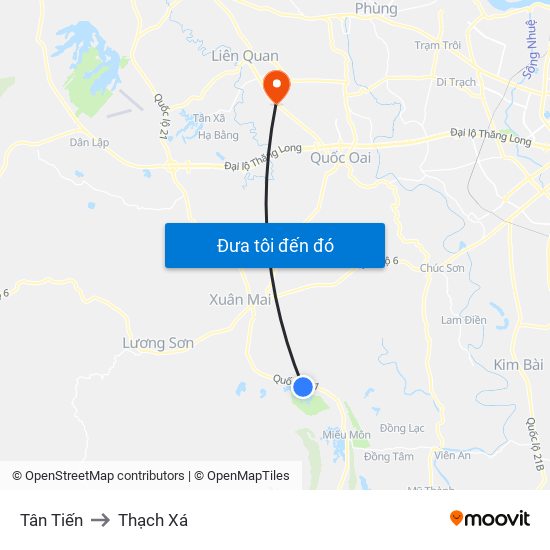 Tân Tiến to Thạch Xá map