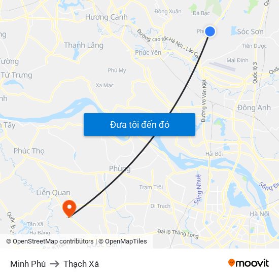 Minh Phú to Thạch Xá map