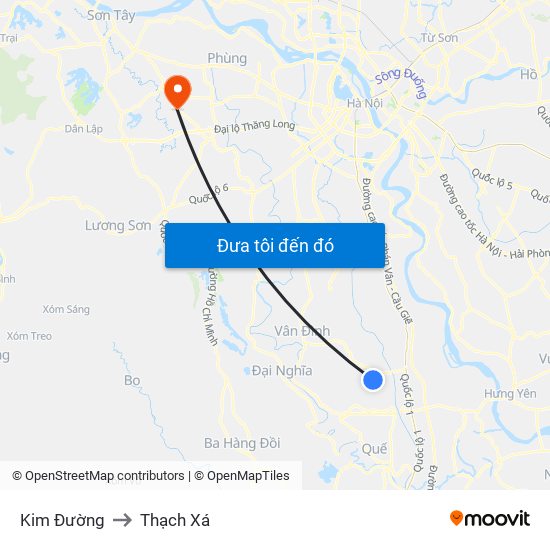 Kim Đường to Thạch Xá map