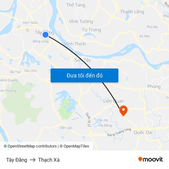 Tây Đằng to Thạch Xá map