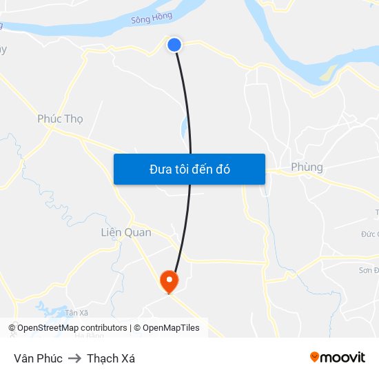 Vân Phúc to Thạch Xá map