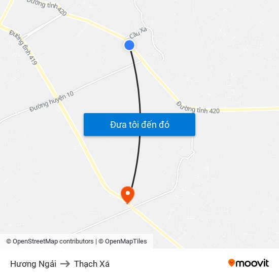 Hương Ngải to Thạch Xá map