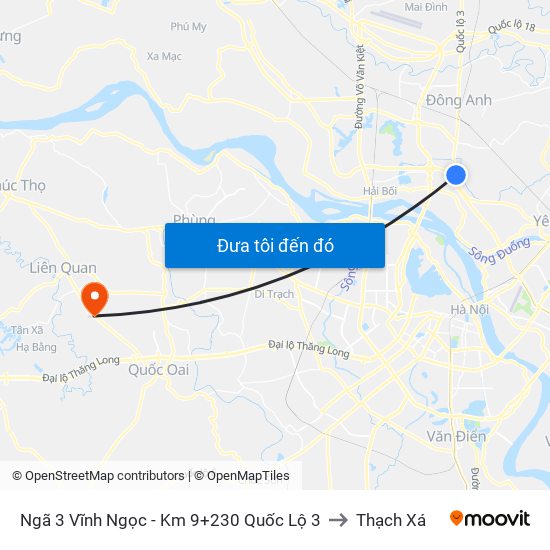 Ngã 3 Vĩnh Ngọc - Km 9+230 Quốc Lộ 3 to Thạch Xá map