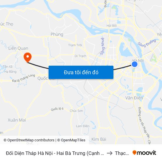 Đối Diện Tháp Hà Nội - Hai Bà Trưng (Cạnh 56 Hai Bà Trưng) to Thạch Xá map