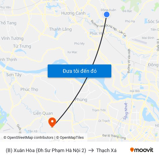 (B) Xuân Hòa (Đh Sư Phạm Hà Nội 2) to Thạch Xá map