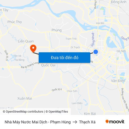 Nhà Máy Nước Mai Dịch - Phạm Hùng to Thạch Xá map