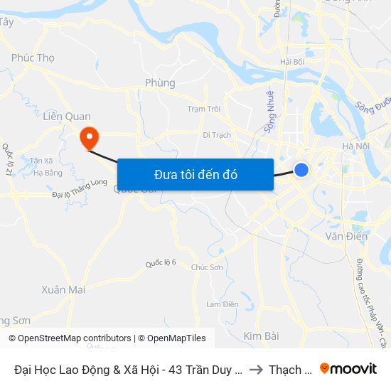 Đại Học Lao Động & Xã Hội - 43 Trần Duy Hưng to Thạch Xá map