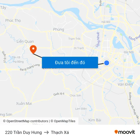 220 Trần Duy Hưng to Thạch Xá map