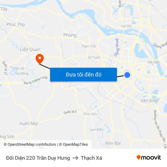 Đối Diện 220 Trần Duy Hưng to Thạch Xá map