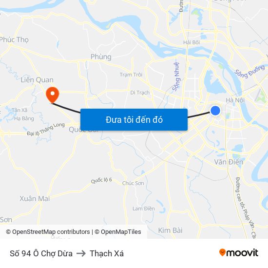 Số 94 Ô Chợ Dừa to Thạch Xá map