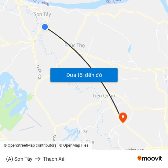 (A) Sơn Tây to Thạch Xá map