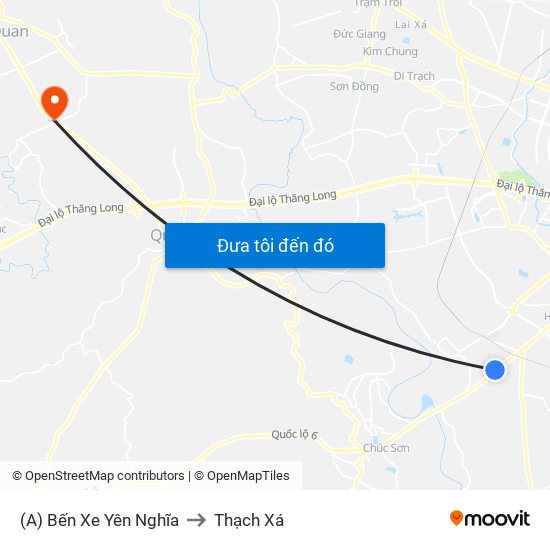 (A) Bến Xe Yên Nghĩa to Thạch Xá map