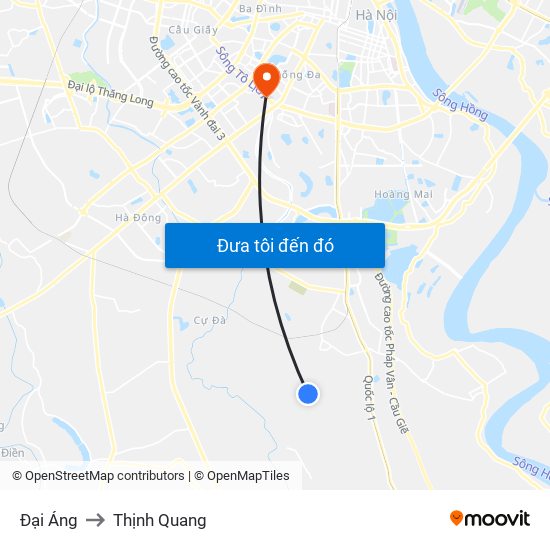 Đại Áng to Thịnh Quang map