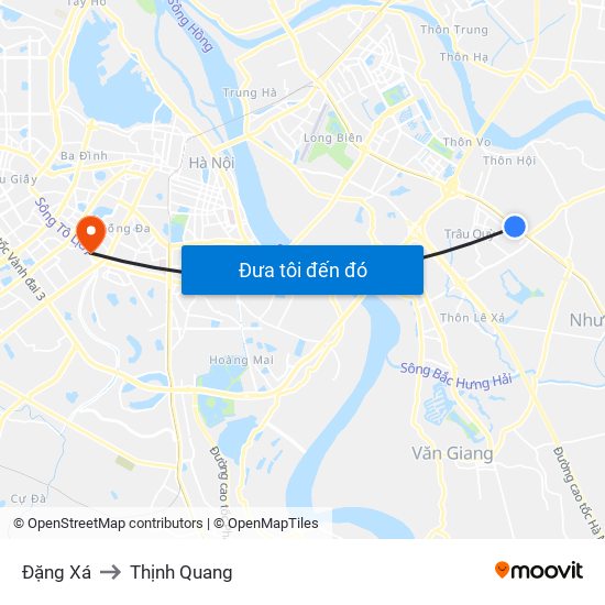 Đặng Xá to Thịnh Quang map