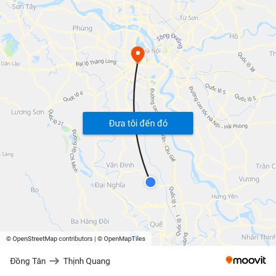 Đồng Tân to Thịnh Quang map