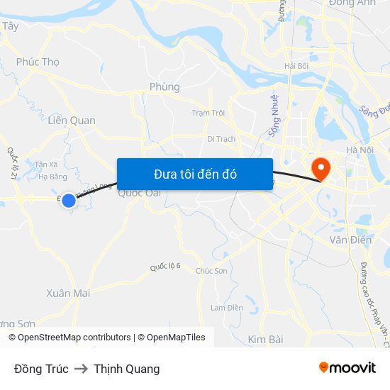 Đồng Trúc to Thịnh Quang map
