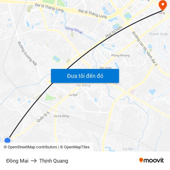 Đồng Mai to Thịnh Quang map