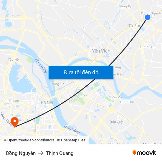 Đồng Nguyên to Thịnh Quang map