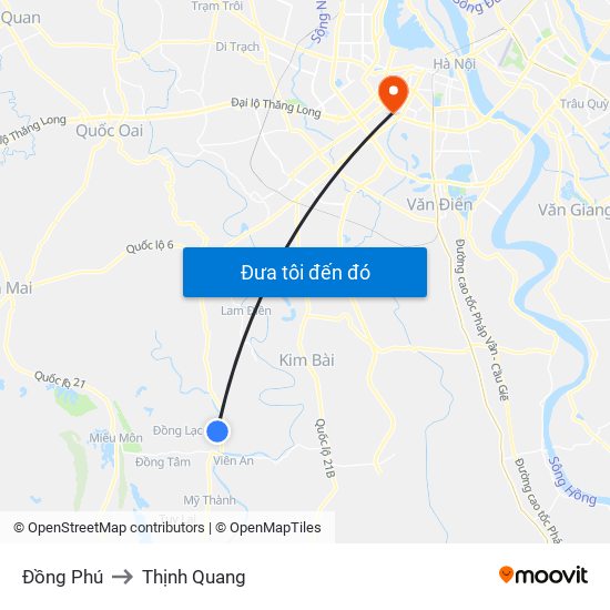 Đồng Phú to Thịnh Quang map