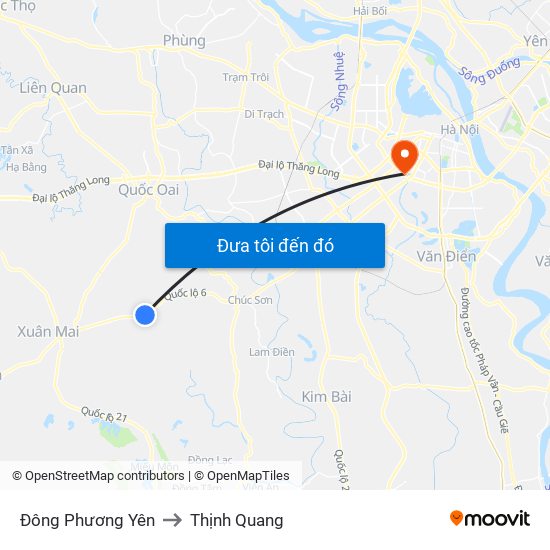 Đông Phương Yên to Thịnh Quang map
