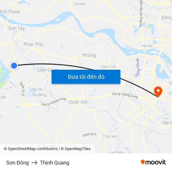 Sơn Đông to Thịnh Quang map