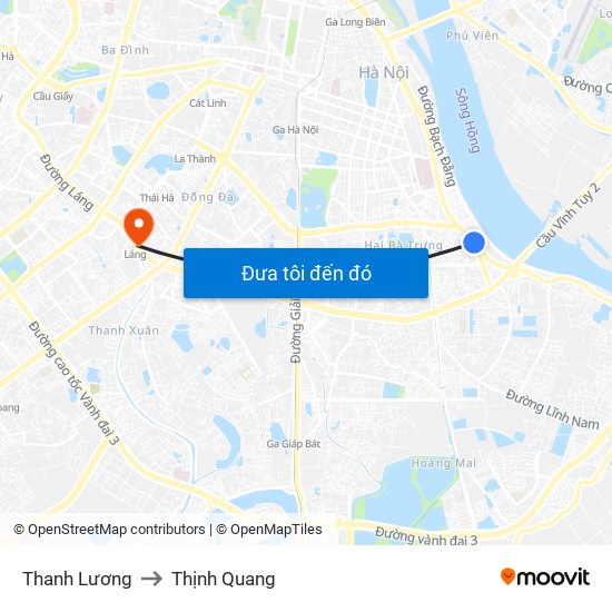 Thanh Lương to Thịnh Quang map