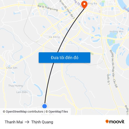 Thanh Mai to Thịnh Quang map