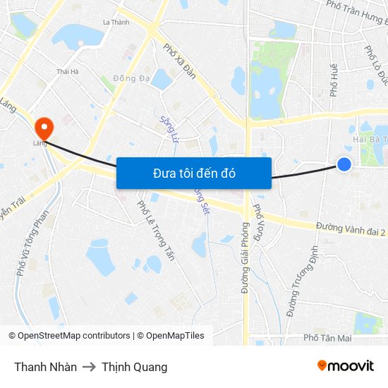 Thanh Nhàn to Thịnh Quang map