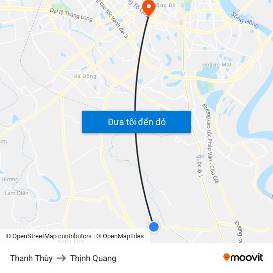 Thanh Thùy to Thịnh Quang map