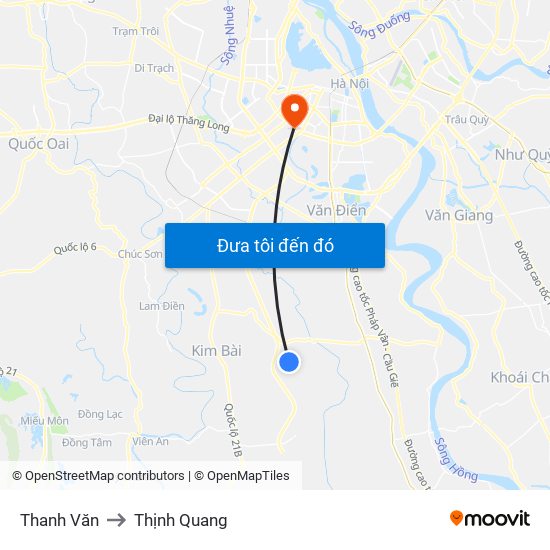 Thanh Văn to Thịnh Quang map