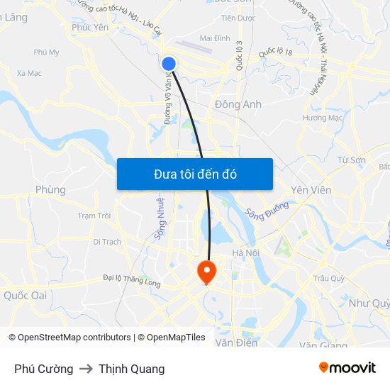 Phú Cường to Thịnh Quang map