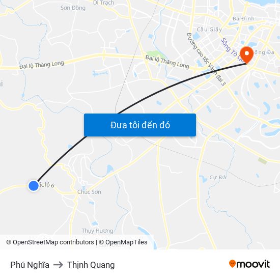 Phú Nghĩa to Thịnh Quang map