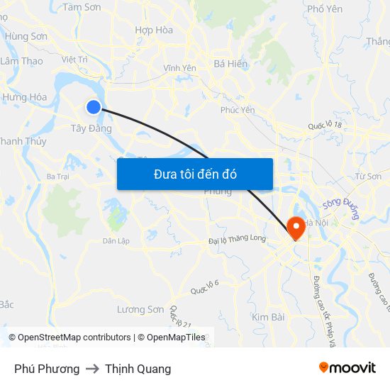 Phú Phương to Thịnh Quang map