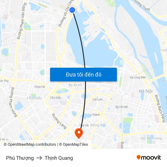Phú Thượng to Thịnh Quang map