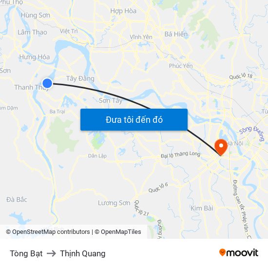 Tòng Bạt to Thịnh Quang map