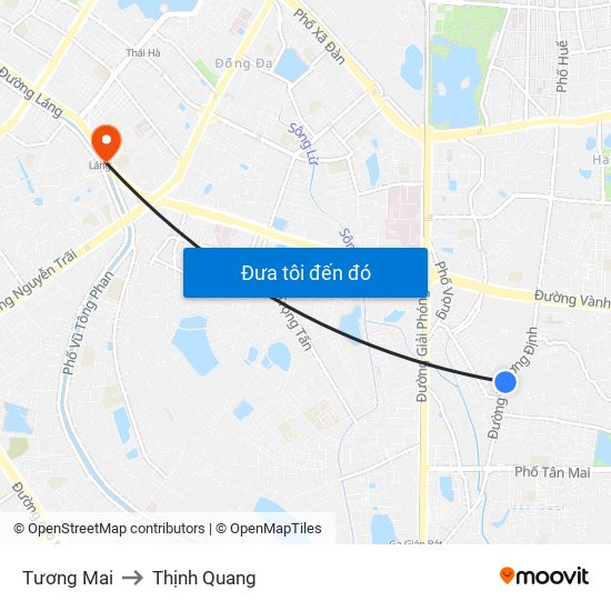 Tương Mai to Thịnh Quang map